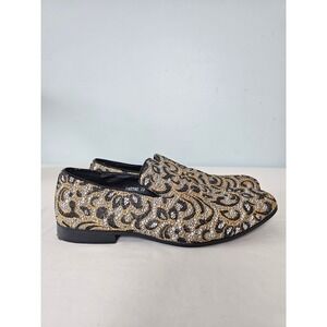 Glamorous Miko Lotti Metallic Lace Loafers Mens 10 Gold Silver BM2380 Slippers